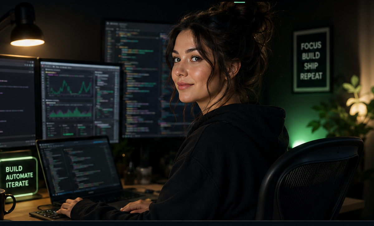 Kiki arbeitet an digitalen Projekten